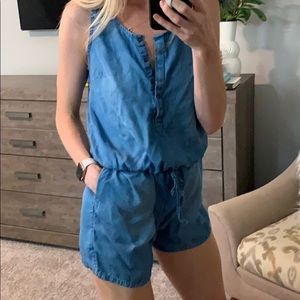 Denim romper.